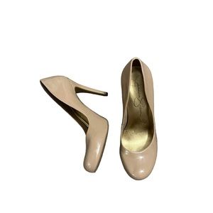Jessica Simpson Nude Patent Leather 4 inch Heels Size 9